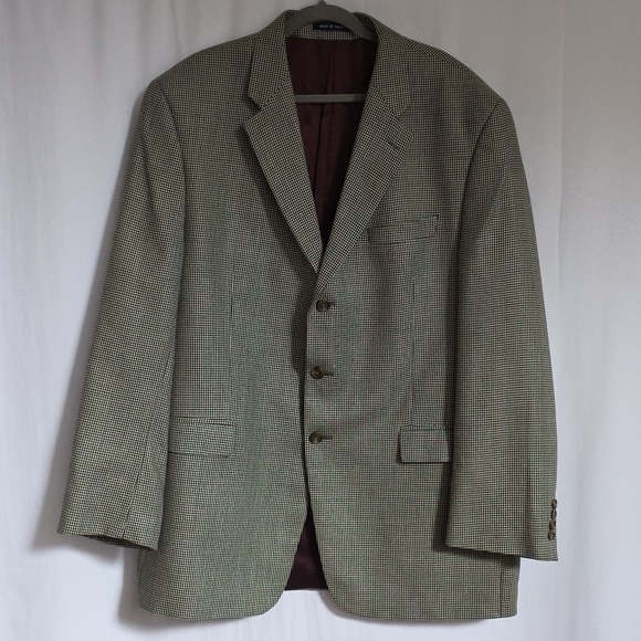 Ralph Lauren Mens Brown & Black Silk & Wool Sport Coat.Size 48L
